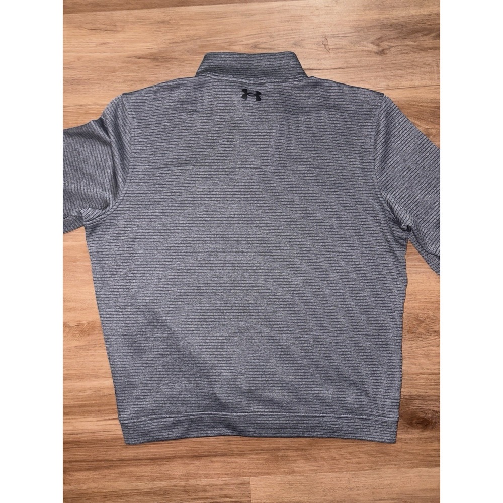 Under Armour Golf Storm Sweater Mens XL Grey Striped 1/4 Zip Pullover - Picture 3 of 5
